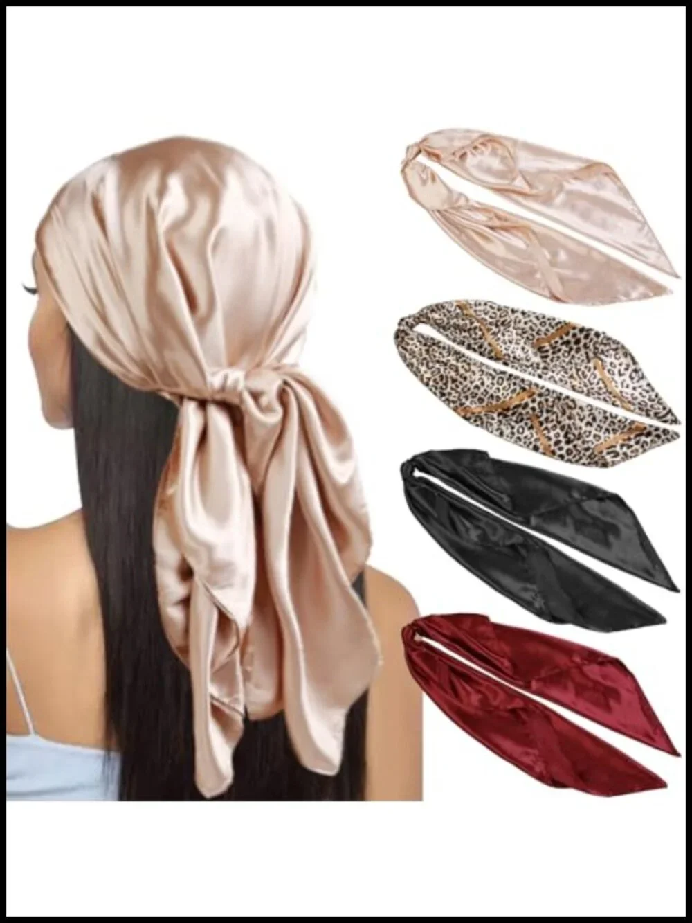 4 Pack Satin Square Head Scarf Silk Like Neck Scarf for Women Hair Wraps